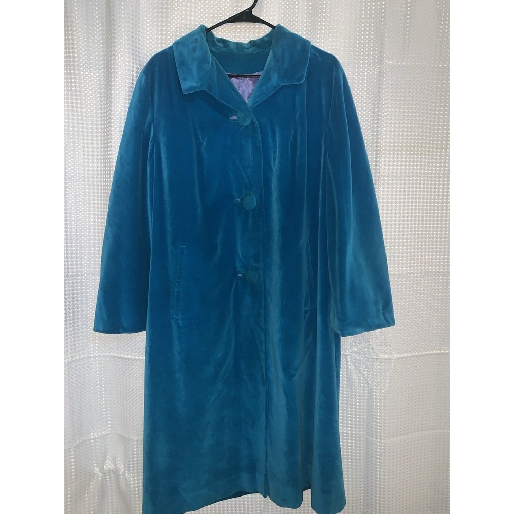 Crestmoor Womens Vintage Turquoise Blue Plush Coat‎